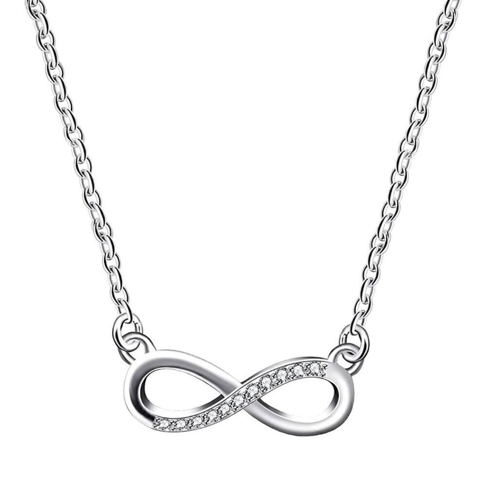 Cubic Zirconia Infinity Necklace Platinum Plated